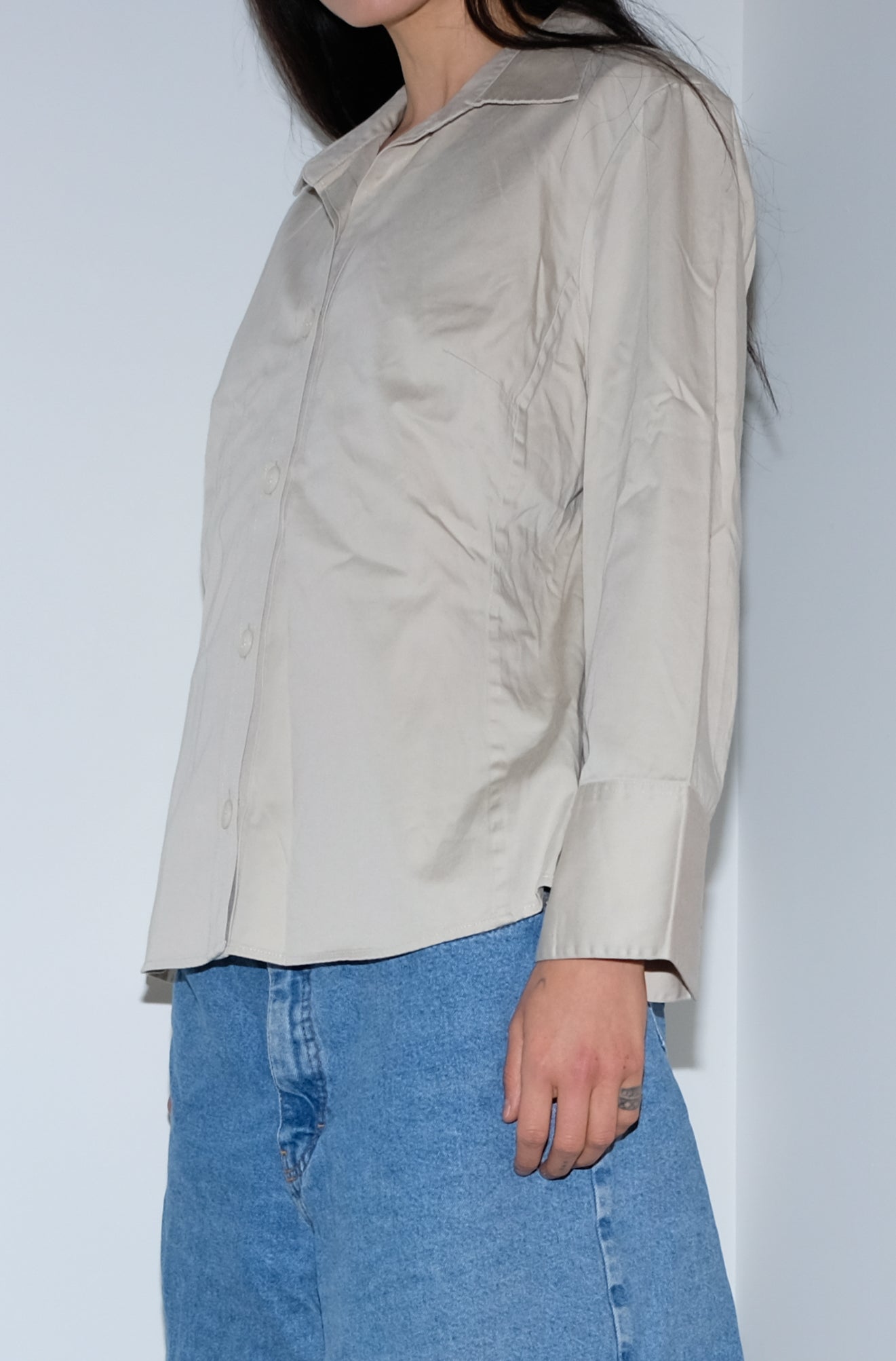 BEIGE CRISP COTTON SHIRT