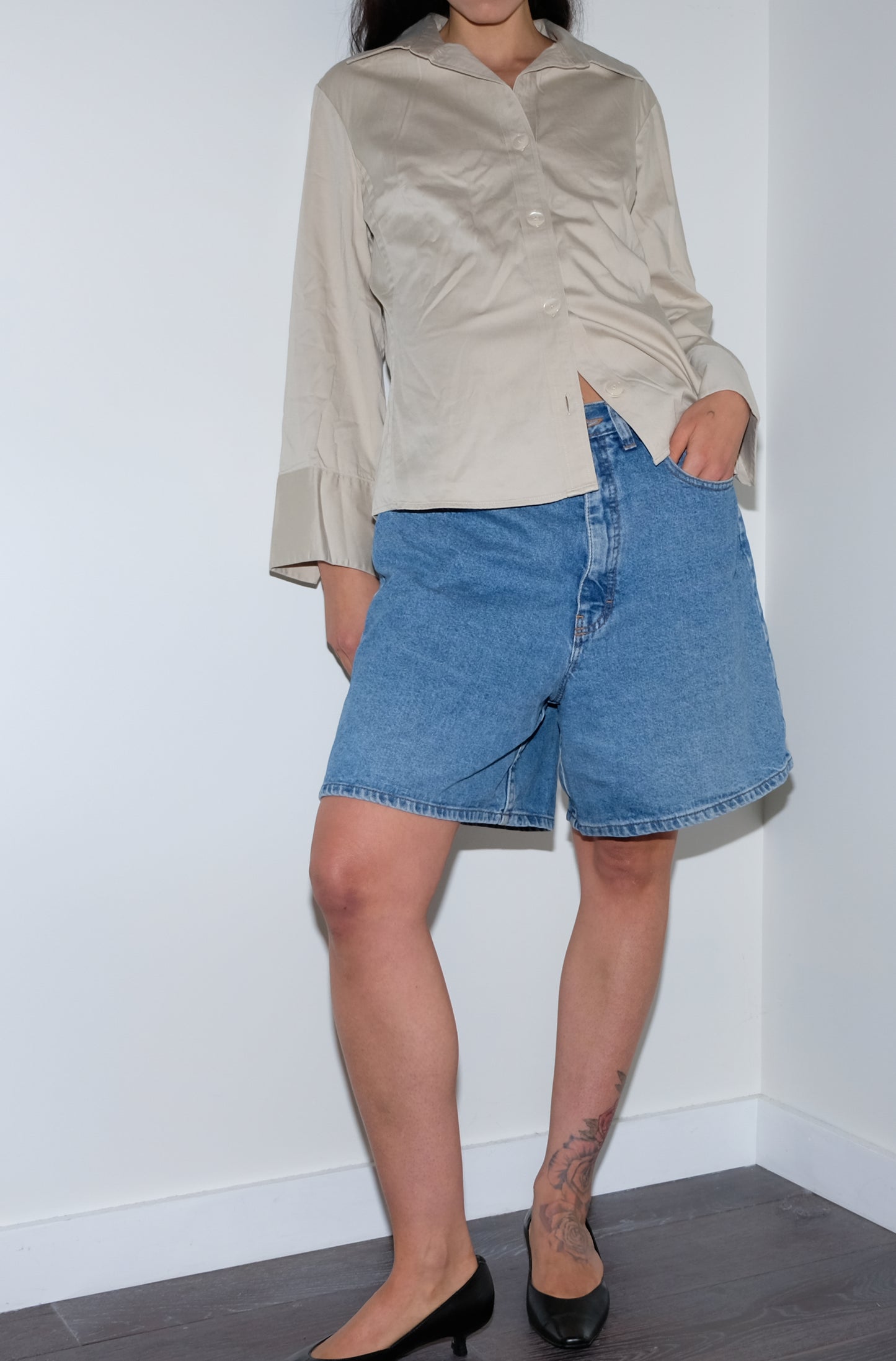 BEIGE CRISP COTTON SHIRT