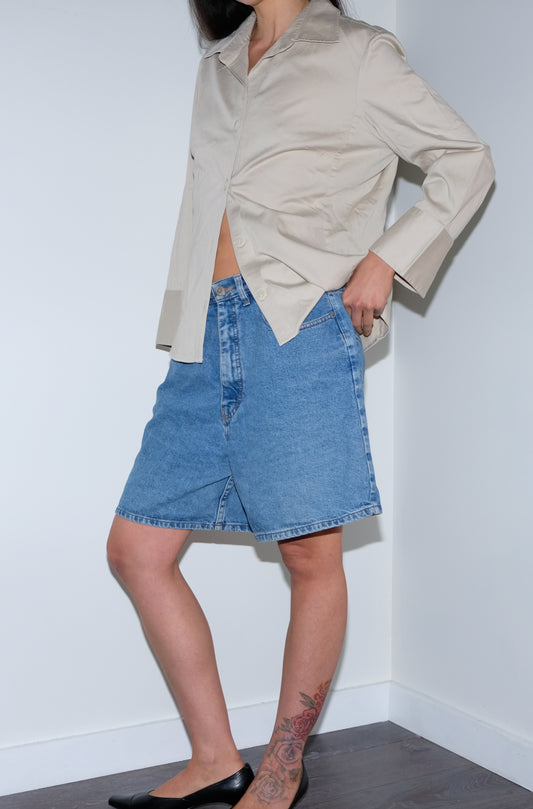 BEIGE CRISP COTTON SHIRT