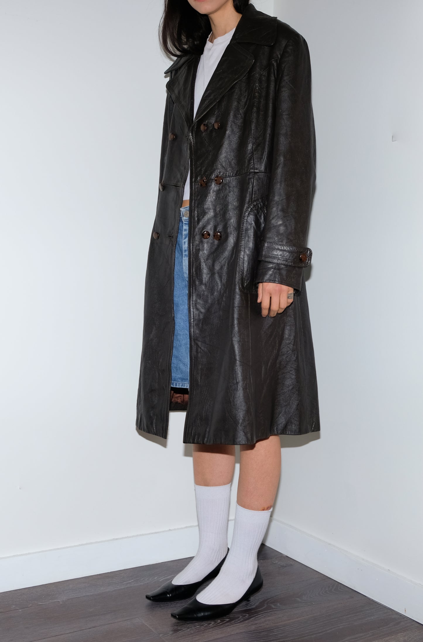 BROWN LEATHER TRENCH