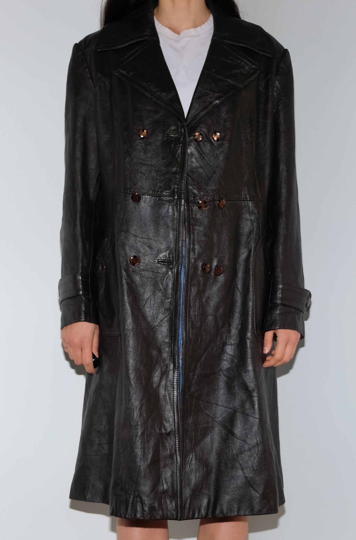 BROWN LEATHER TRENCH