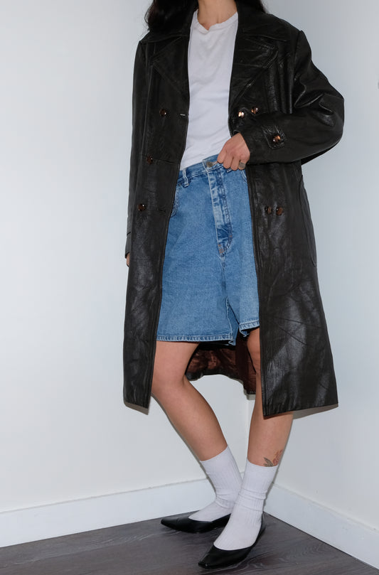 BROWN LEATHER TRENCH