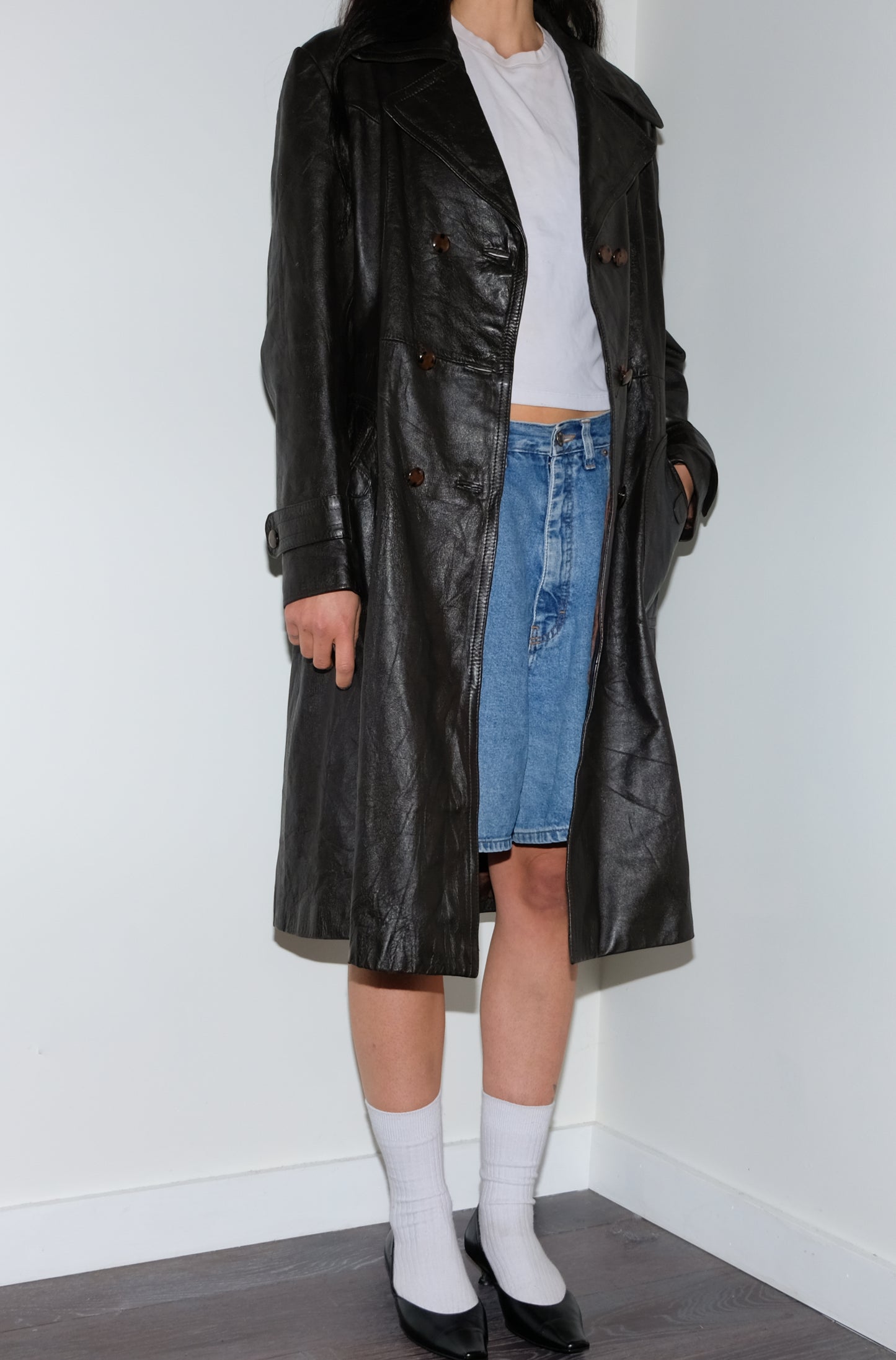 BROWN LEATHER TRENCH