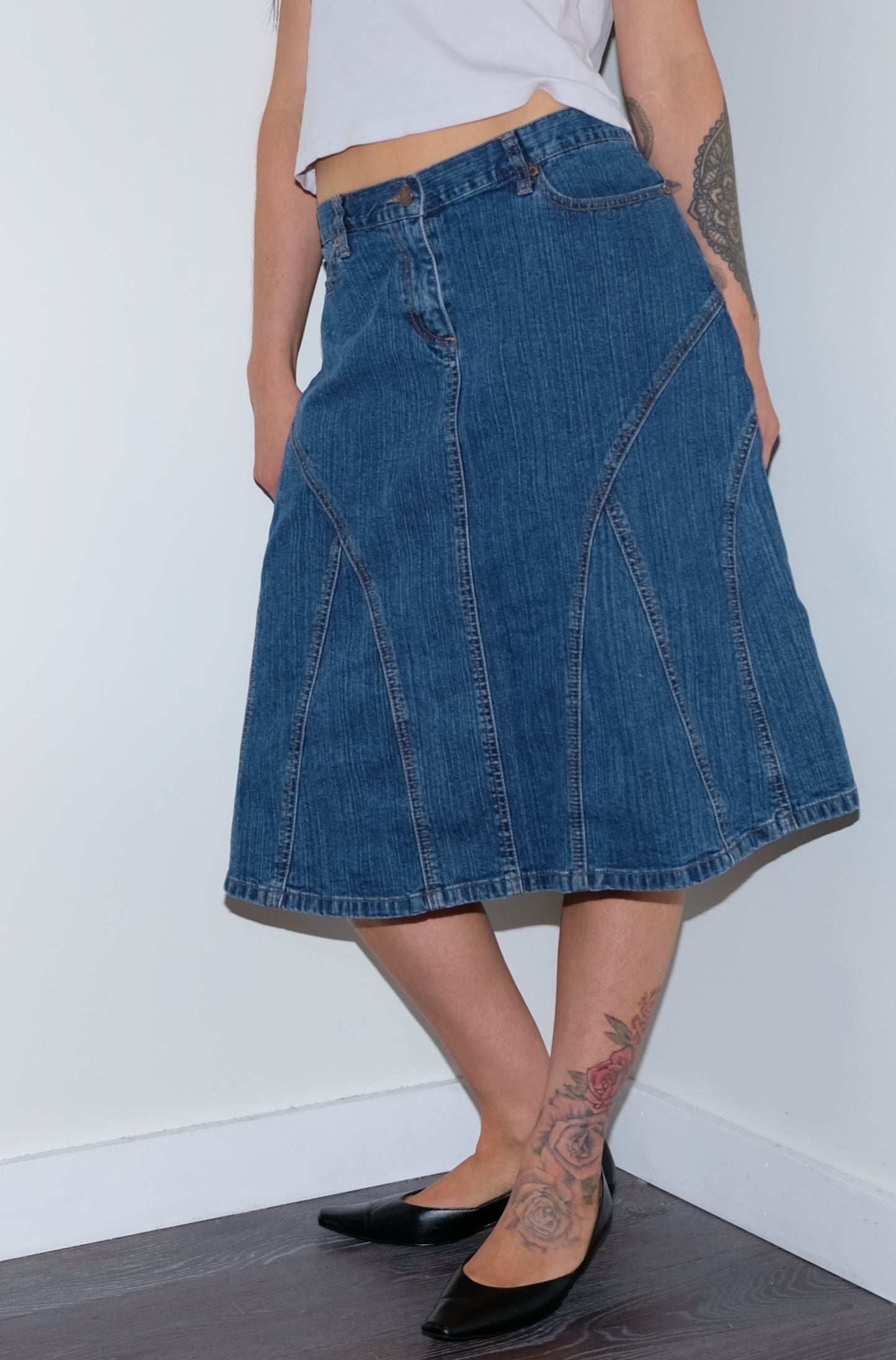 DENIM PANELLED SKIRT