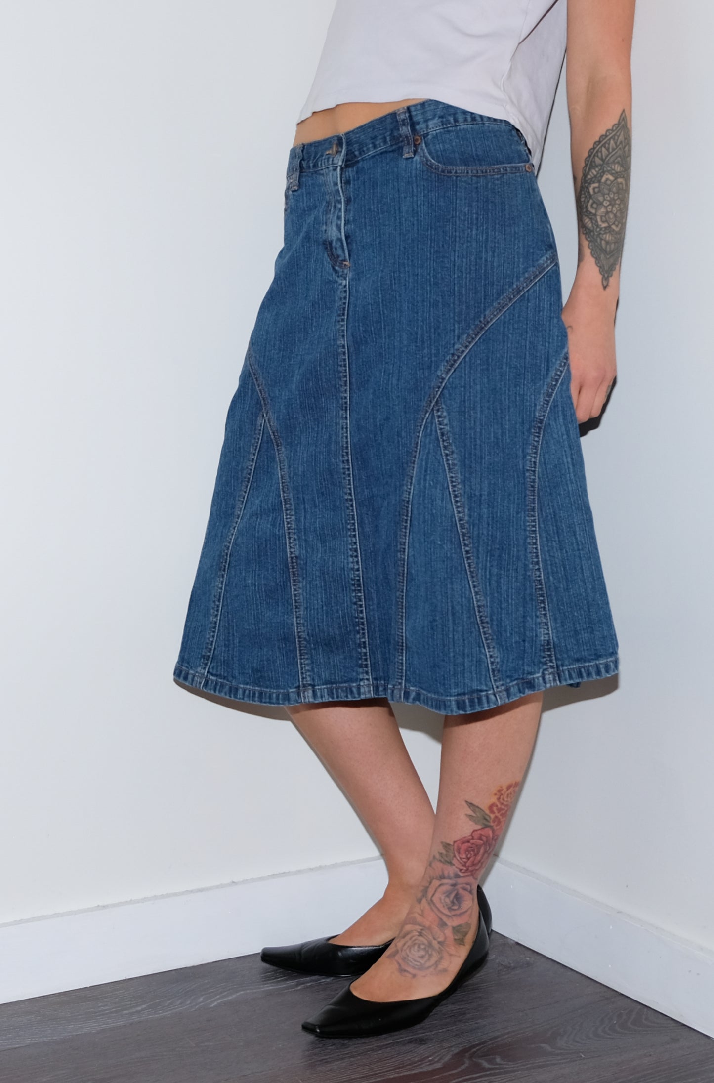 DENIM PANELLED SKIRT