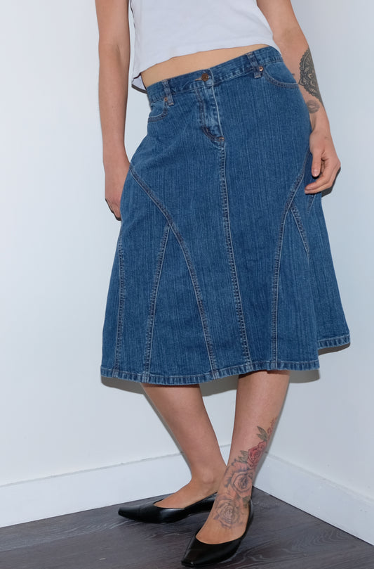 DENIM PANELLED SKIRT